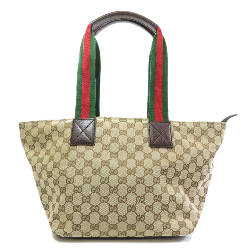Gucci Tote Canvas Bag Brown Web GG